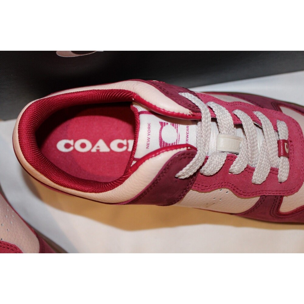 Coach C201 Suede Leather Low Top Sneakers SZ‎ 9 NIB PINK - Picture 4 of 8